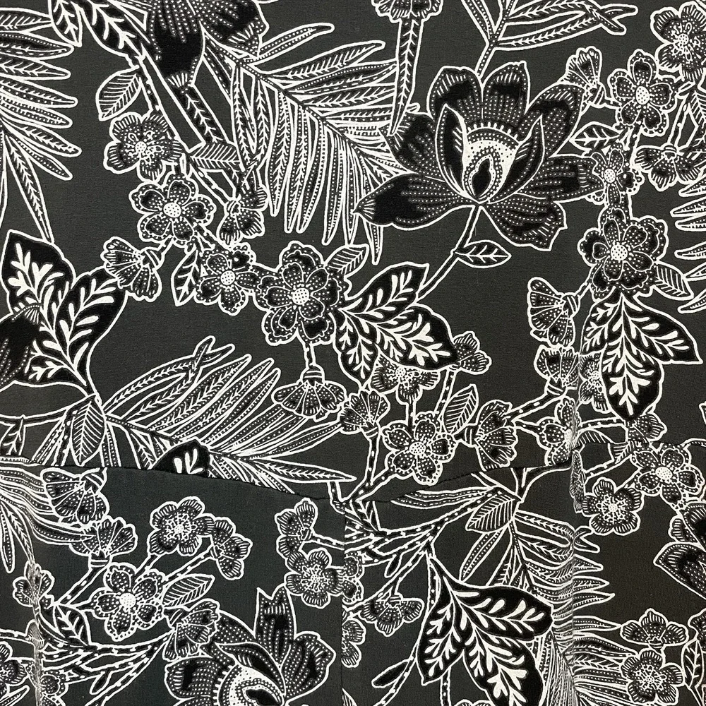 J Jill Wearever‎ Collection Dress M Dark Gray Floral Sleeveless Stretchy Leaves